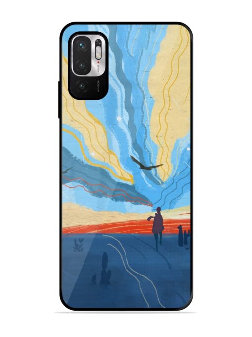 Minimal Abstract Landscape Glossy Metal Phone Cover for Xiaomi Redmi Note 10T (5G)