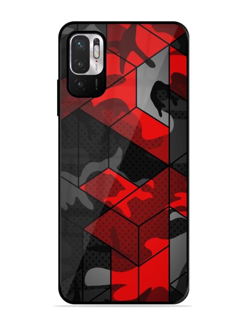 Royal Red Camouflage Pattern Glossy Metal Phone Cover for Xiaomi Redmi Note 10T (5G) Zapvi