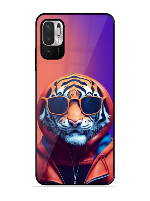 Tiger Animation Glossy Metal Phone Cover for Xiaomi Redmi Note 10T (5G)