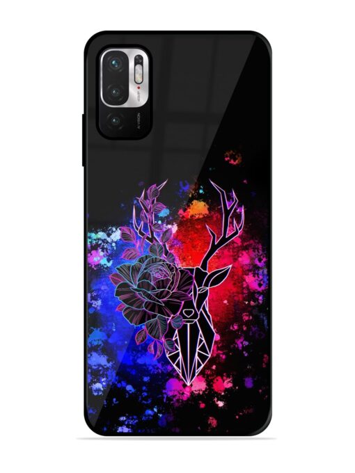 Floral Deer Art Glossy Metal Phone Cover for Xiaomi Redmi Note 10T (5G)