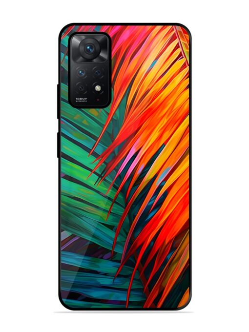 Painted Tropical Leaves Glossy Metal Phone Cover for Xiaomi Redmi Note 11 Zapvi