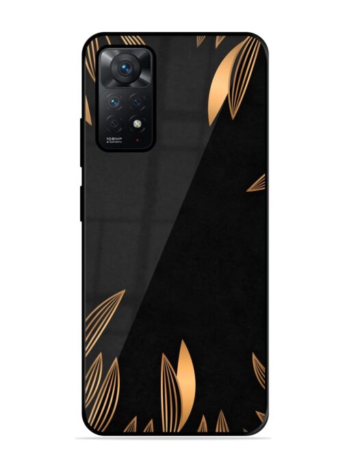 Golden Leaf Pattern Glossy Metal Phone Cover for Xiaomi Redmi Note 11