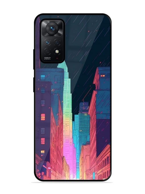 Minimal City Art Glossy Metal Phone Cover for Xiaomi Redmi Note 11 Pro (4G)