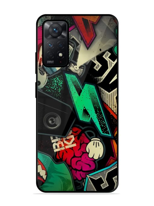 Graffiti Art Glossy Metal Phone Cover for Xiaomi Redmi Note 11 Pro (4G)