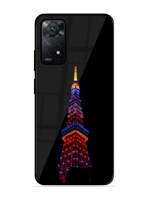 Eiffel Tower Night View Glossy Metal Phone Cover for Xiaomi Redmi Note 11 Pro (4G)