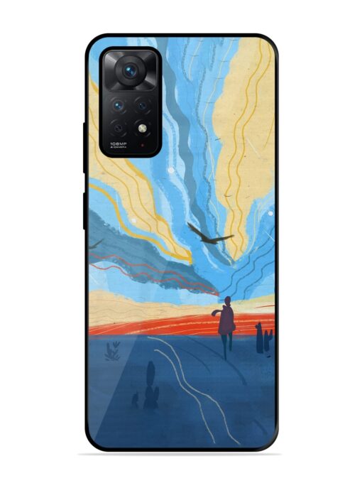 Minimal Abstract Landscape Glossy Metal Phone Cover for Xiaomi Redmi Note 11 Pro (4G)