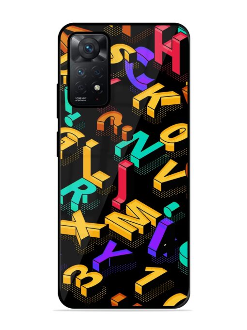 Seamless Pattern With Letters Glossy Metal Phone Cover for Xiaomi Redmi Note 11 Pro (4G)