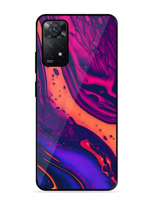 Fluid Blue Pink Art Glossy Metal Phone Cover for Xiaomi Redmi Note 11 Pro (5G) Zapvi