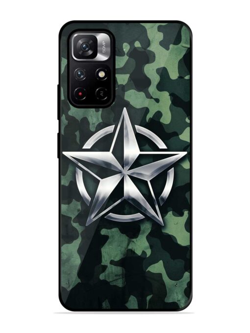 Indian Army Star Design Glossy Metal Phone Cover for Xiaomi Redmi Note 11T (5G) Zapvi