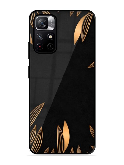 Golden Leaf Pattern Glossy Metal Phone Cover for Xiaomi Redmi Note 11T (5G) Zapvi