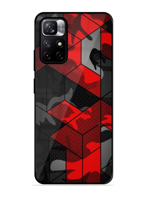 Royal Red Camouflage Pattern Glossy Metal Phone Cover for Xiaomi Redmi Note 11T (5G) Zapvi