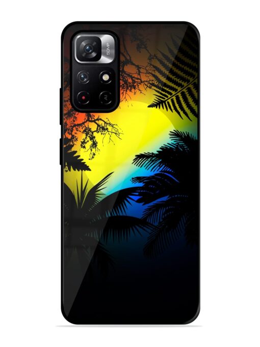 Colorful Sunset With Palm Trees Glossy Metal Phone Cover for Xiaomi Redmi Note 11T (5G) Zapvi