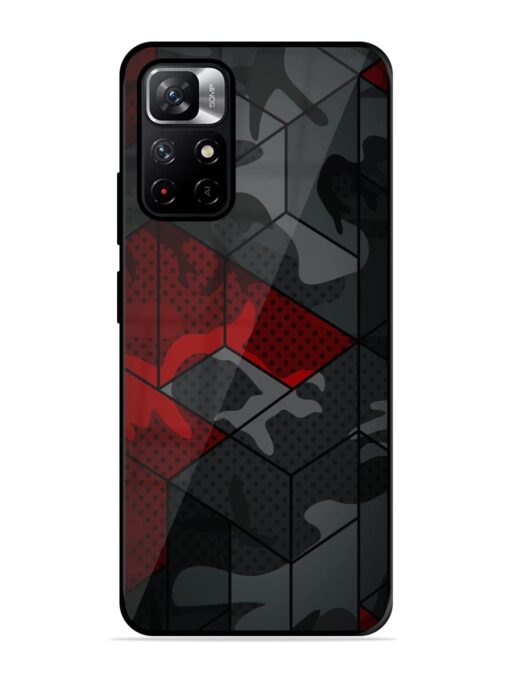 Red And Grey Pattern Glossy Metal Phone Cover for Xiaomi Redmi Note 11T (5G)