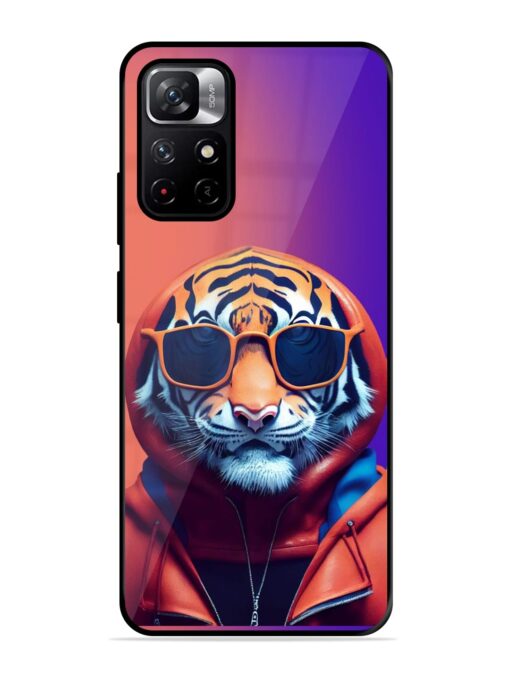 Tiger Animation Glossy Metal Phone Cover for Xiaomi Redmi Note 11T (5G) Zapvi