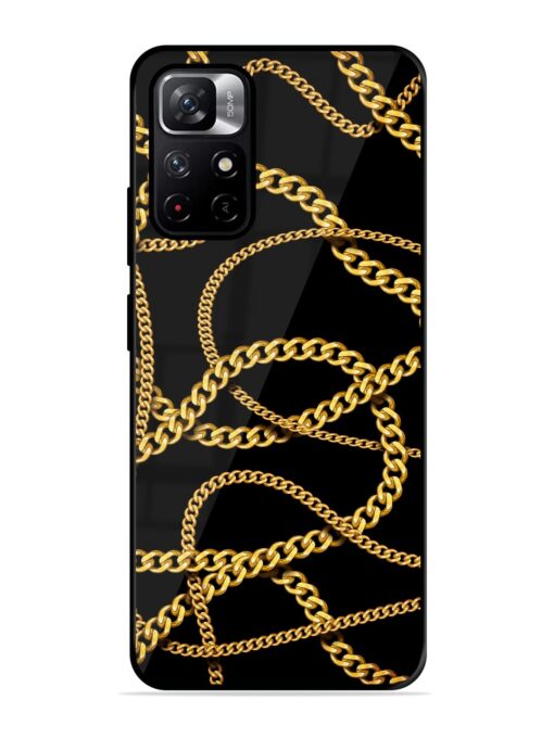 Decorative Golde Chain Glossy Metal Phone Cover for Xiaomi Redmi Note 11T (5G) Zapvi