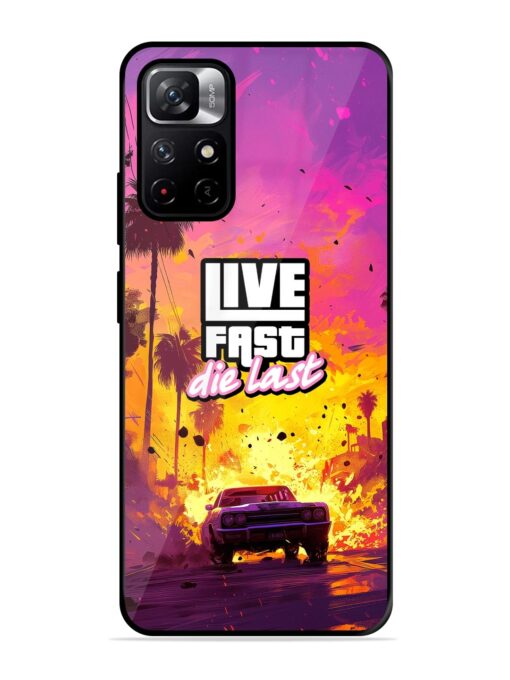 Live Fast Glossy Metal Phone Cover for Xiaomi Redmi Note 11T (5G) Zapvi