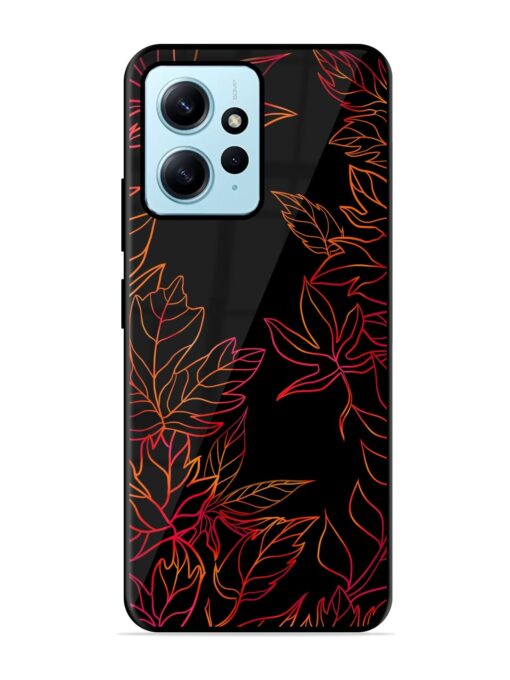 Red Floral Pattern Glossy Metal Phone Cover for Xiaomi Redmi Note 12 (4G)