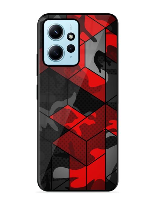 Royal Red Camouflage Pattern Glossy Metal Phone Cover for Xiaomi Redmi Note 12 (4G)