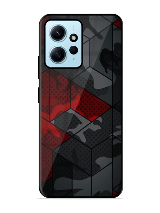 Red And Grey Pattern Glossy Metal Phone Cover for Xiaomi Redmi Note 12 (4G)