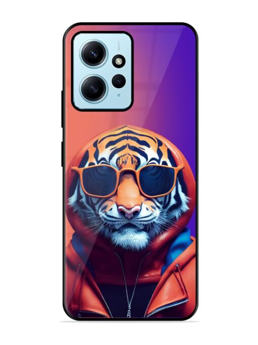 Tiger Animation Glossy Metal Phone Cover for Xiaomi Redmi Note 12 (4G)