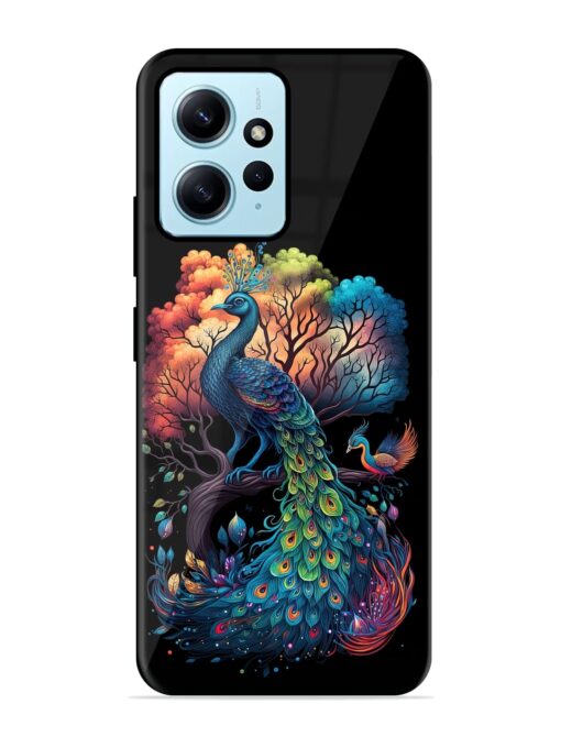 Peacock Tree Art Glossy Metal Phone Cover for Xiaomi Redmi Note 12 (4G)