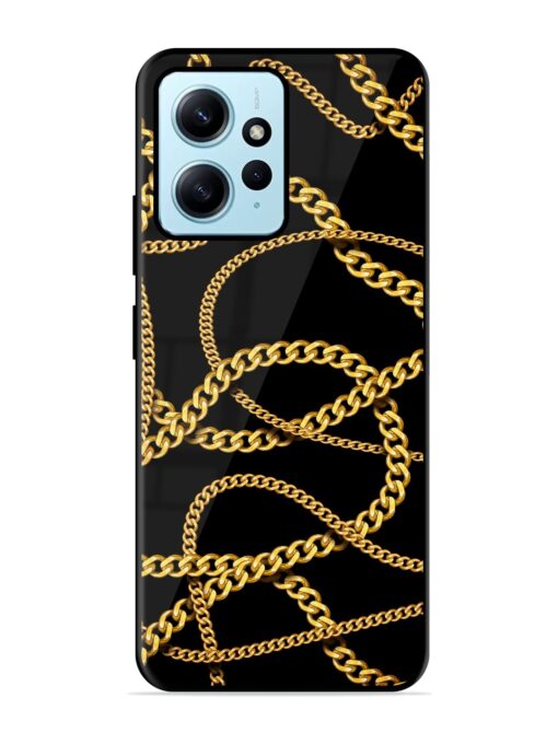 Decorative Golde Chain Glossy Metal Phone Cover for Xiaomi Redmi Note 12 (4G)