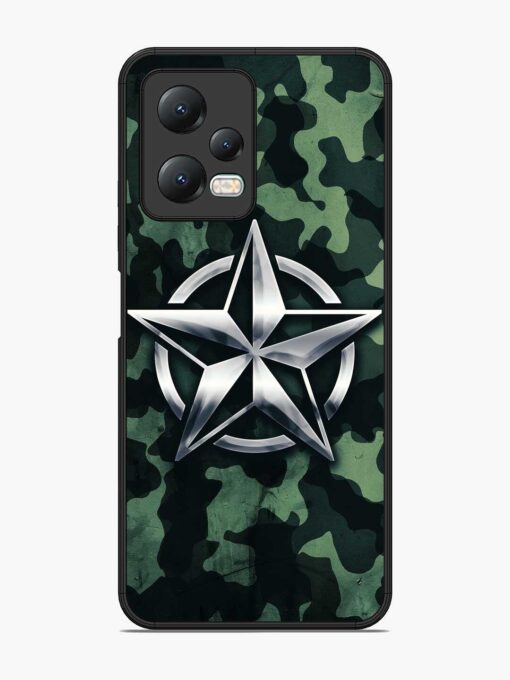 Indian Army Star Design Glossy Metal Phone Cover for Xiaomi Redmi Note 12 (5G)