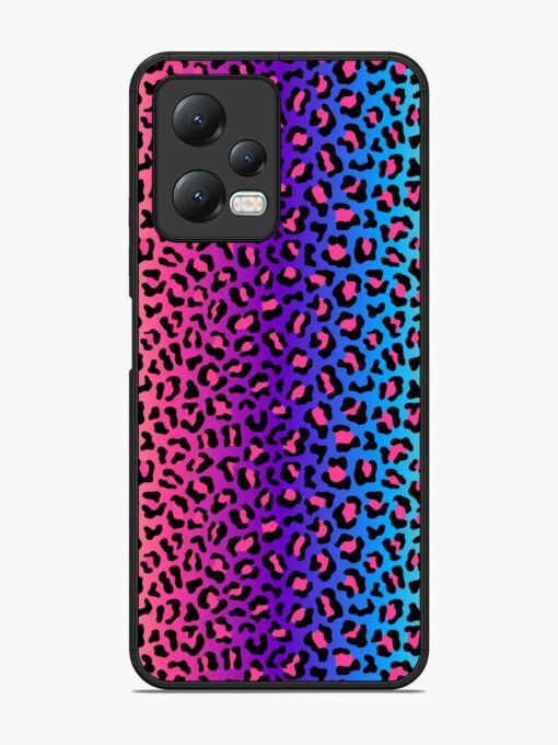 Colorful Leopard Seamless Glossy Metal Phone Cover for Xiaomi Redmi Note 12 (5G) Zapvi