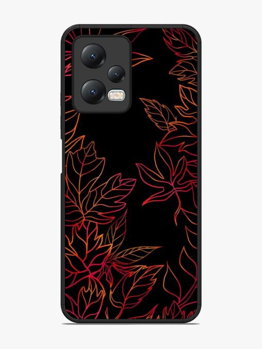 Red Floral Pattern Glossy Metal Phone Cover for Xiaomi Redmi Note 12 (5G) Zapvi