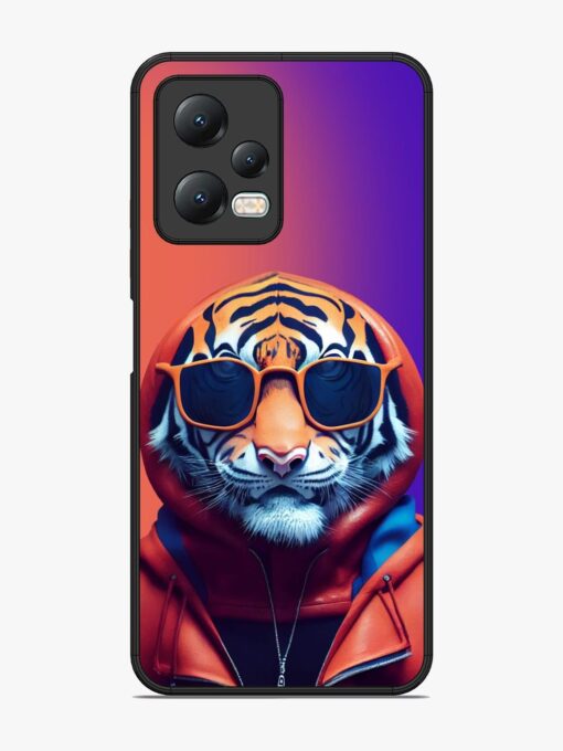 Tiger Animation Glossy Metal Phone Cover for Xiaomi Redmi Note 12 (5G) Zapvi