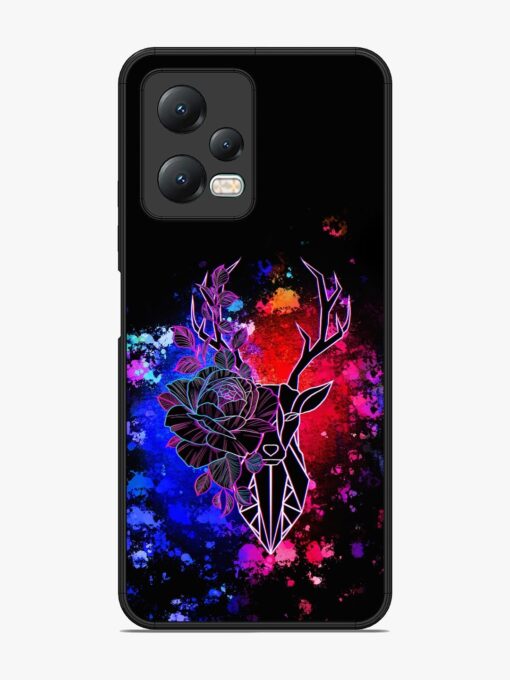 Floral Deer Art Glossy Metal Phone Cover for Xiaomi Redmi Note 12 (5G) Zapvi