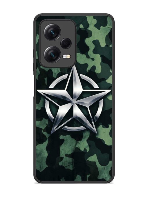 Indian Army Star Design Glossy Metal Phone Cover for Xiaomi Redmi Note 12 Pro (5G)