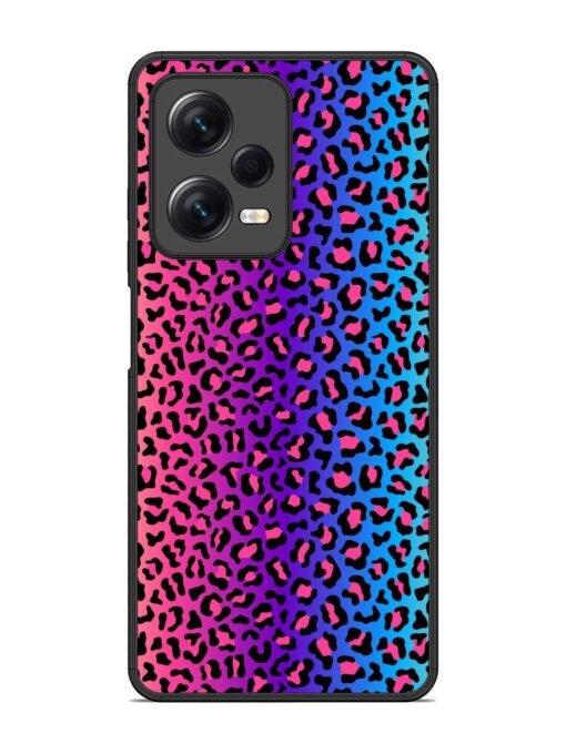 Colorful Leopard Seamless Glossy Metal Phone Cover for Xiaomi Redmi Note 12 Pro (5G) Zapvi