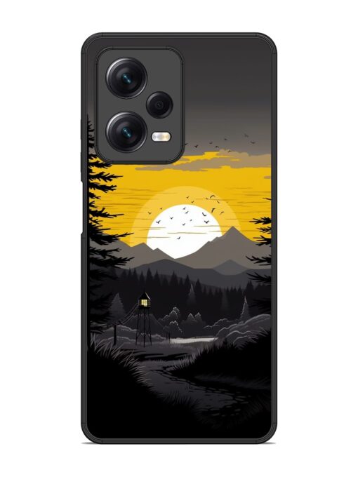 Sunset Vector Glossy Metal Phone Cover for Xiaomi Redmi Note 12 Pro (5G)