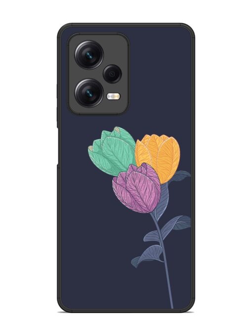 Flower Vector Glossy Metal Phone Cover for Xiaomi Redmi Note 12 Pro (5G)