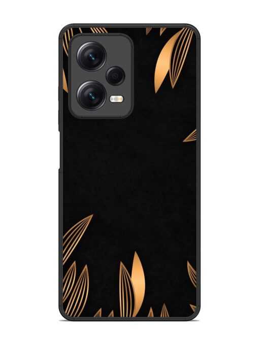 Golden Leaf Pattern Glossy Metal Phone Cover for Xiaomi Redmi Note 12 Pro (5G) Zapvi