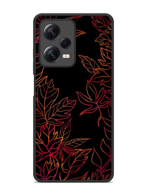 Red Floral Pattern Glossy Metal Phone Cover for Xiaomi Redmi Note 12 Pro (5G)