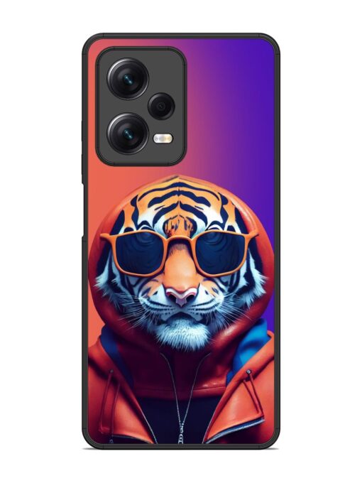 Tiger Animation Glossy Metal Phone Cover for Xiaomi Redmi Note 12 Pro (5G)