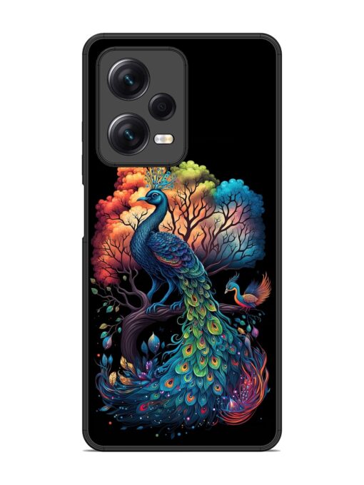 Peacock Tree Art Glossy Metal Phone Cover for Xiaomi Redmi Note 12 Pro (5G)