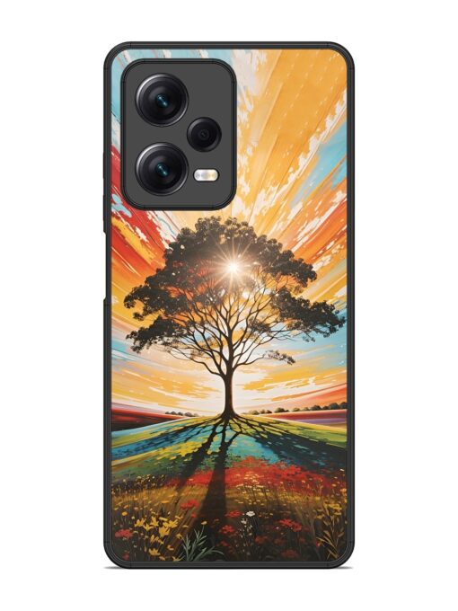 Abstract Tree Colorful Art Glossy Metal Phone Cover for Xiaomi Redmi Note 12 Pro (5G)