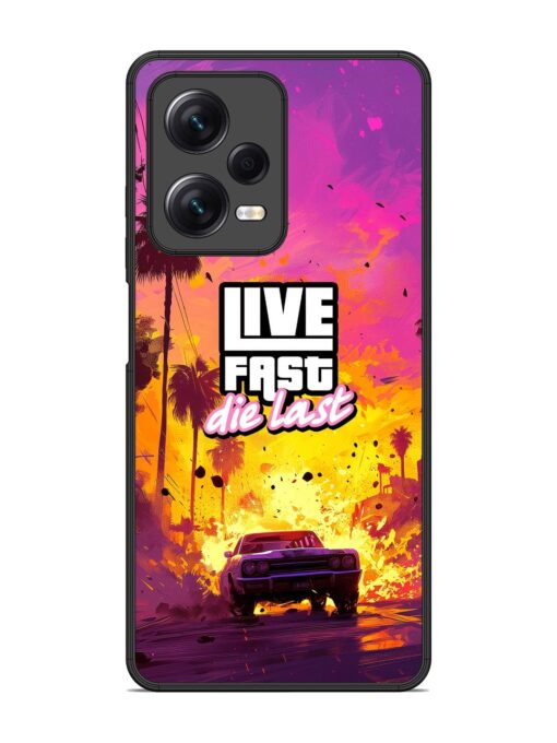 Live Fast Glossy Metal Phone Cover for Xiaomi Redmi Note 12 Pro (5G)