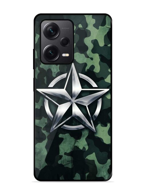 Indian Army Star Design Glossy Metal Phone Cover for Xiaomi Redmi Note 12 Pro Plus (5G) Zapvi