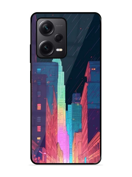 Minimal City Art Glossy Metal Phone Cover for Xiaomi Redmi Note 12 Pro Plus (5G)