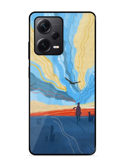 Minimal Abstract Landscape Glossy Metal Phone Cover for Xiaomi Redmi Note 12 Pro Plus (5G)