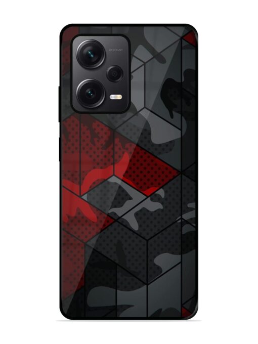 Red And Grey Pattern Glossy Metal Phone Cover for Xiaomi Redmi Note 12 Pro Plus (5G) Zapvi