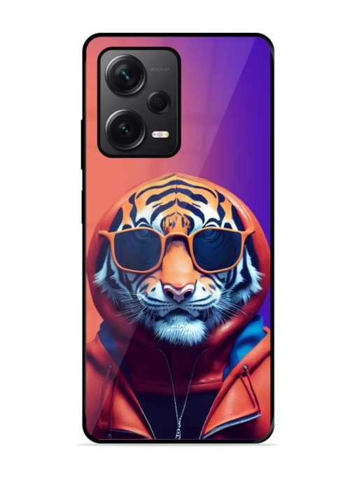 Tiger Animation Glossy Metal Phone Cover for Xiaomi Redmi Note 12 Pro Plus (5G) Zapvi