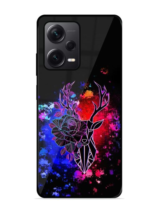 Floral Deer Art Glossy Metal Phone Cover for Xiaomi Redmi Note 12 Pro Plus (5G) Zapvi