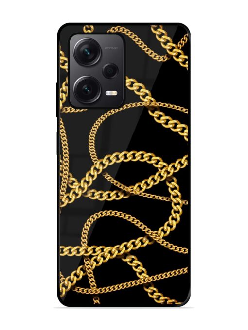 Decorative Golde Chain Glossy Metal Phone Cover for Xiaomi Redmi Note 12 Pro Plus (5G) Zapvi