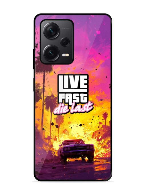 Live Fast Glossy Metal Phone Cover for Xiaomi Redmi Note 12 Pro Plus (5G) Zapvi