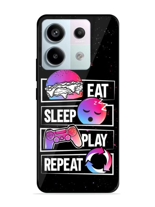 Eat Sleep Play Repeat Glossy Metal Phone Cover for Xiaomi Redmi Note 13 Pro (5G) Zapvi